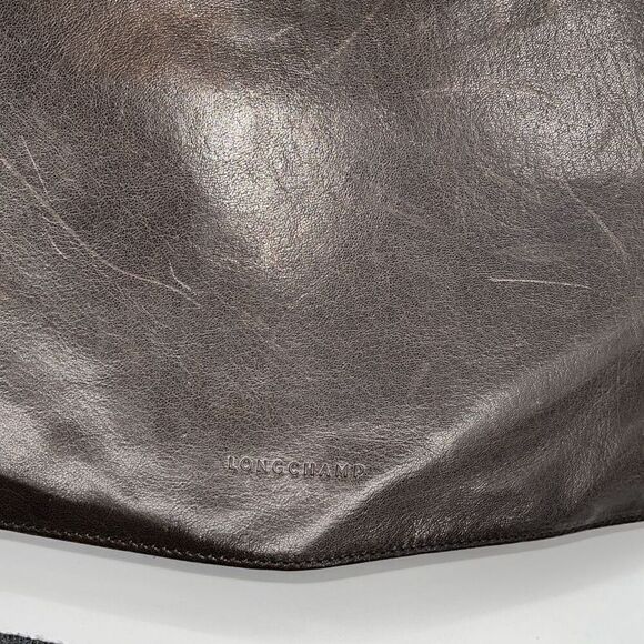 Longchamp Womens Medium Chocolate Leather Shoulder Sling Crossbody Messenger Bag - Picture 4 of 10